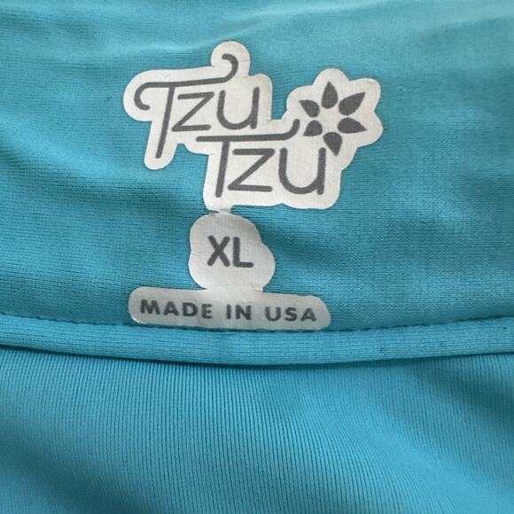 Tzu Tzu Womens Quarter Zip Shirt Short Sleeve Golf Tennis Aqua Blue XL - Picture 3 of 3